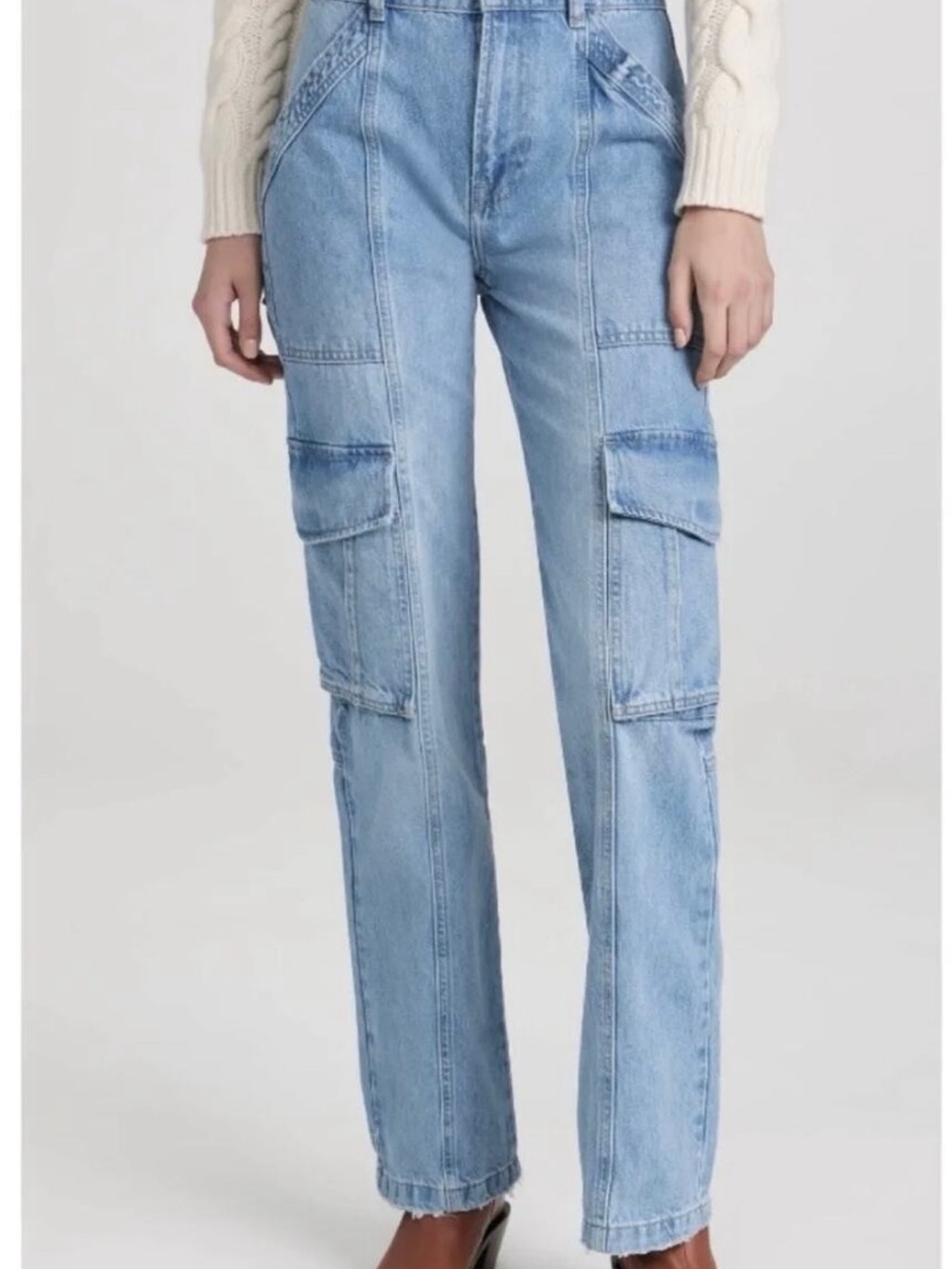 Frame Denim Light Blue Straight-Leg Cargo Jeans